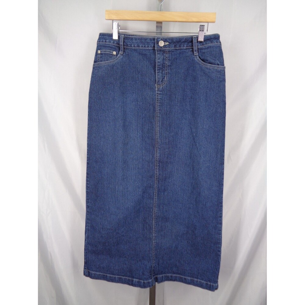 Cato Denim Jean Long Skirt Size 10 Slit Y2K 90's
